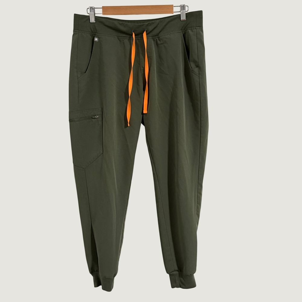 FIGS Zamora Jogger Scrubs Women Large Olive Green Drawstring Pockets Nurse Work
